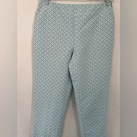 EP Pro Teal and White Floral Eyelet Marseille Pants Size 10 - Picture 12 of 13